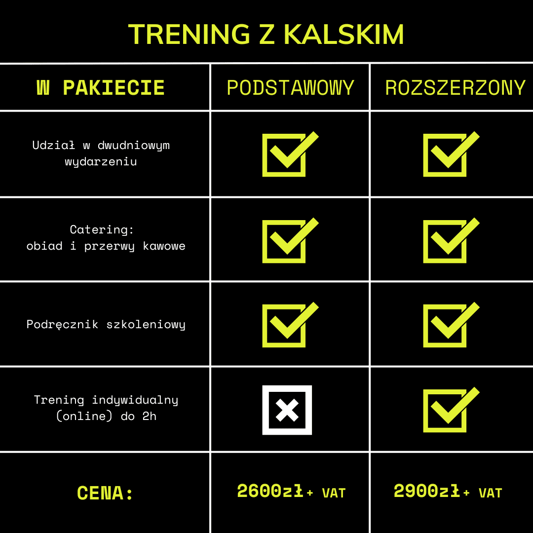 Trening z kalskim cennik i harmonogram