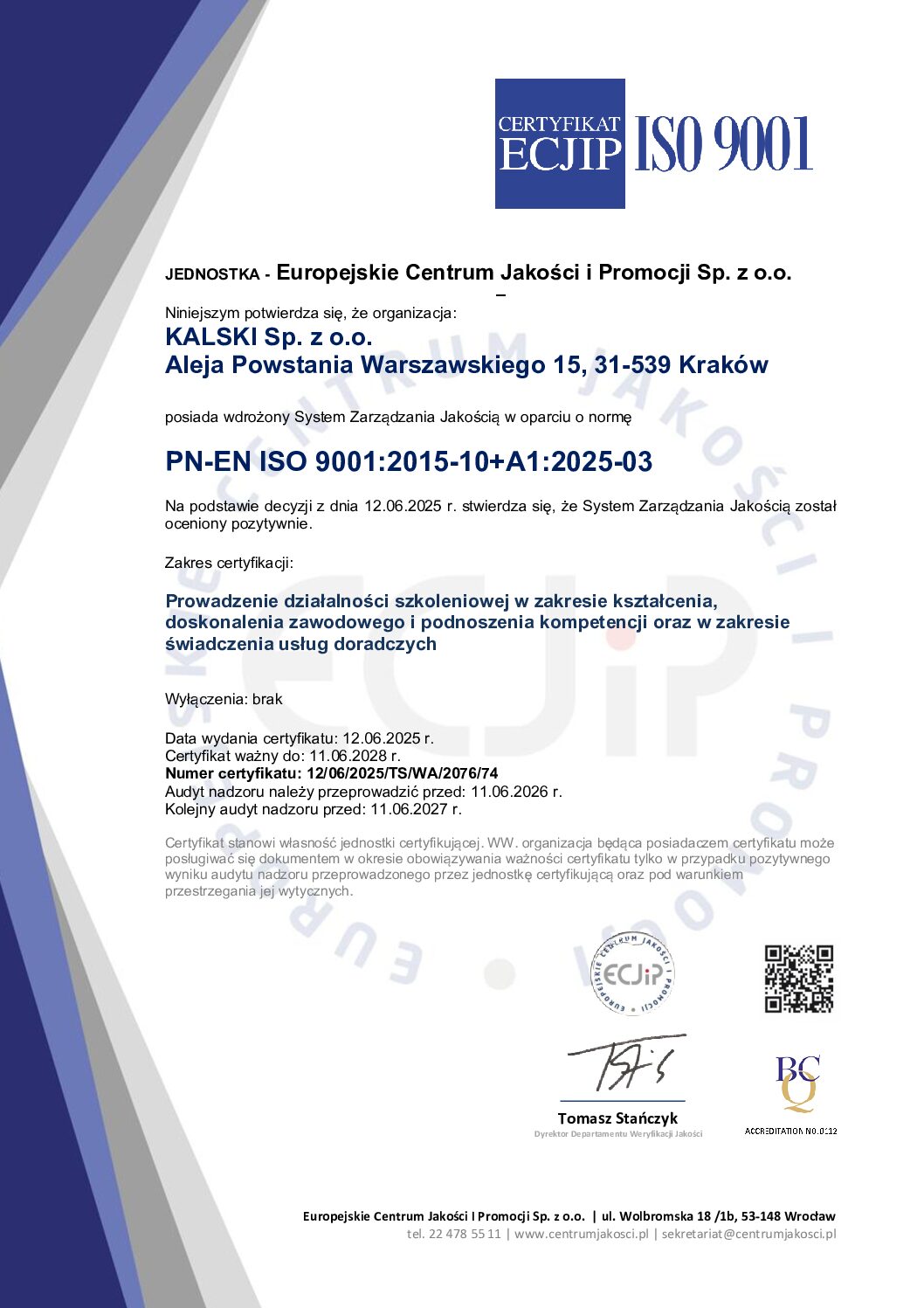 KALSKI ISO 9001 2025